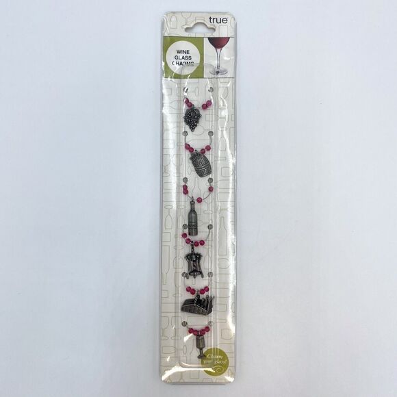 True Set of 6 Pewter Wine Glass Charms Drink Markers Winery Grapes Vineyard - Picture 1 of 6